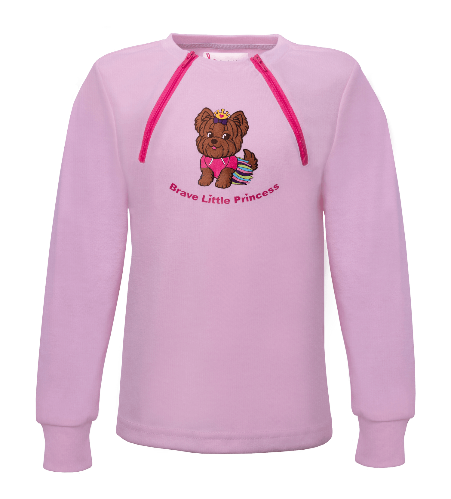 Youth ComfyChemo®CHEMOWEAR Chest Access Shirts. Dual Zippers allow for easier access to chest ports for infusions.
