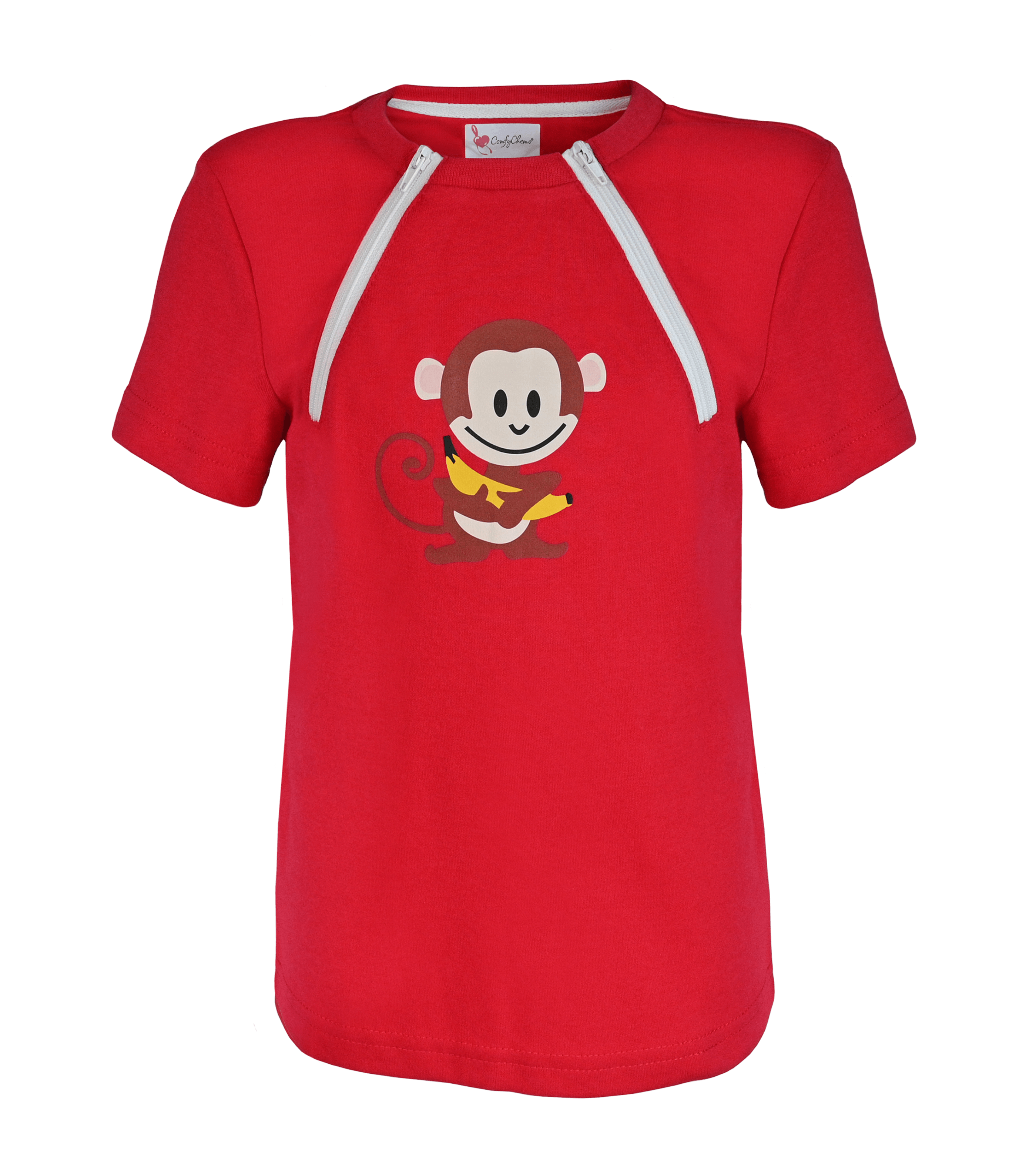 Youth Chest Port Access Infusion Shirt in Red with Monkey Design