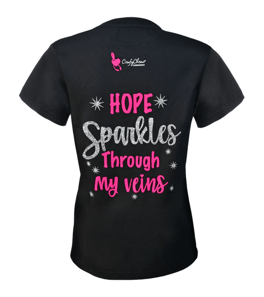 ComfyChemo®CHEMOWEAR *HOPE Sparkles* Chest Access Shirt