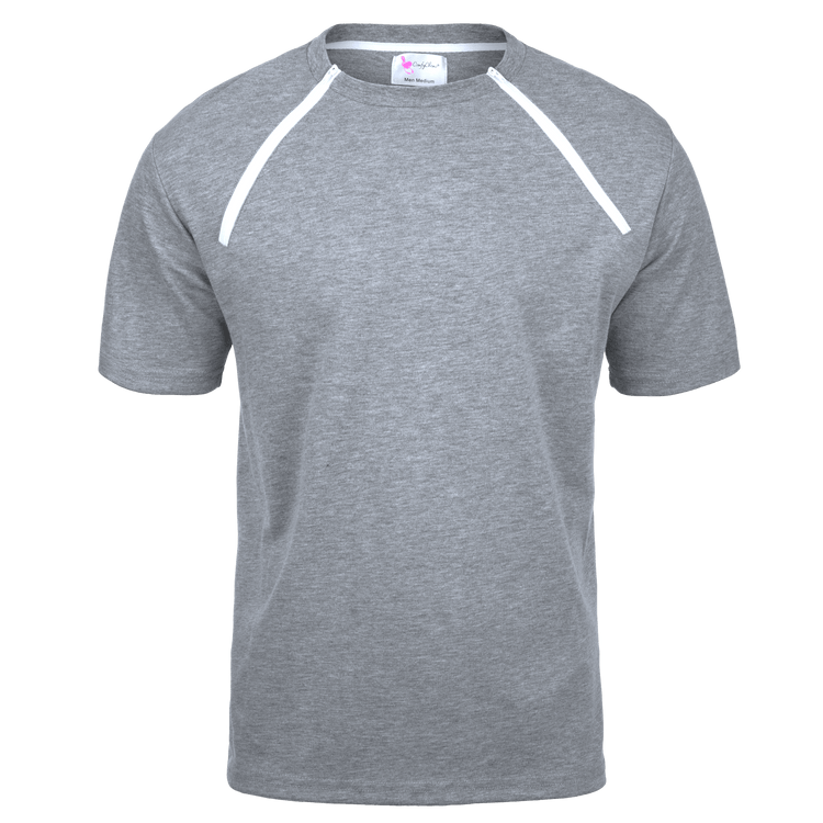 Men's ComfyChemo®CHEMOWEAR and ComfyAccess®INFUSIONWEAR Chest Access Shirts. Great for chemo and dialysis sites located in the chest. 
