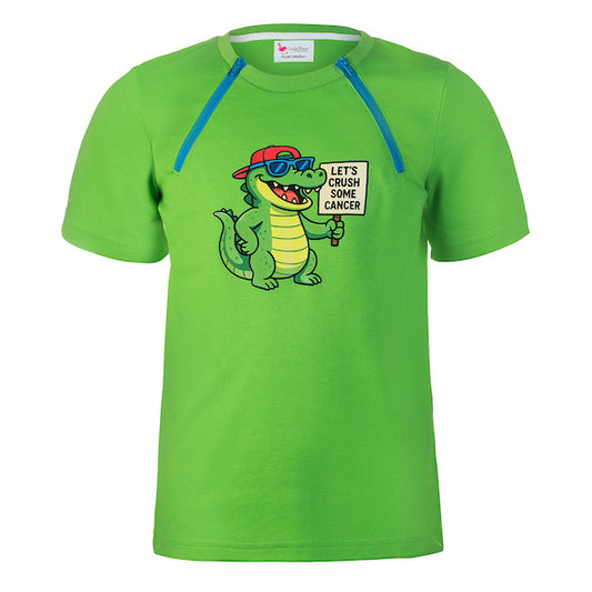 Youth Chest Port Access Infusion Shirt - Crush Cancer Croc - Short Sleeve