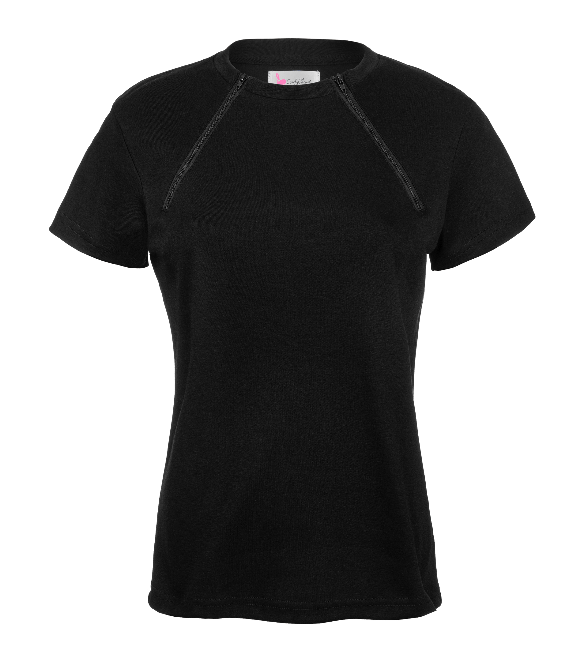Women's Chest Port Access Infusion Shirt - Black Tee – ComfyChemo