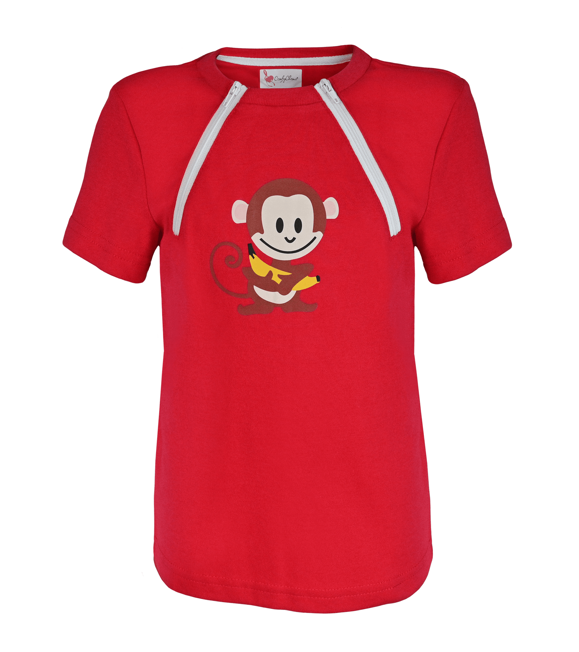 Youth Chest Port Access Infusion Shirt in Red with Monkey Design