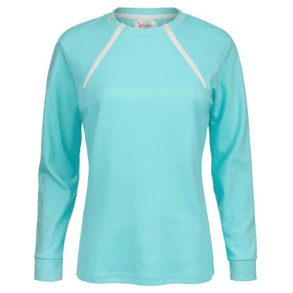 Long Sleeve Sky Blue colored chest access shirt. Helps make gaining access to venous access devices located in the chest easier. 